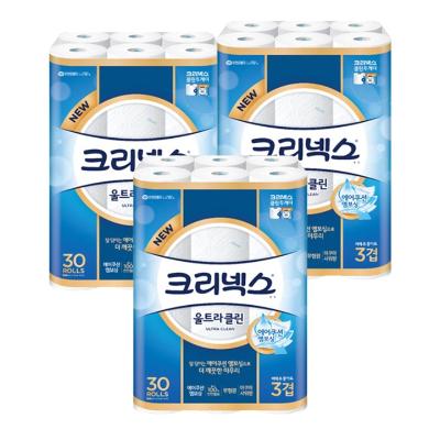 크리넥스 3겹 울트라클린 25m30롤 3팩