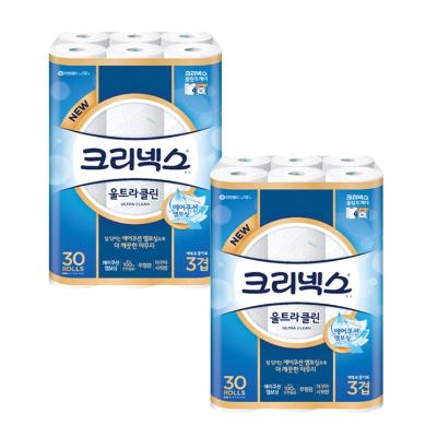크리넥스 3겹 울트라클린 25m30롤 2팩