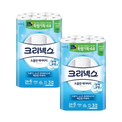 크리넥스 3겹 도톰한 에어터치 27m30롤 2팩