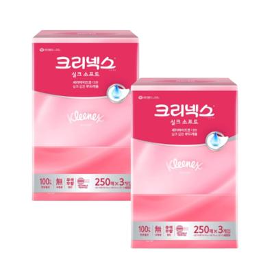 크리넥스 실크소프트 250매3입 2개