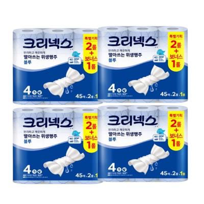크리넥스 빨아쓰는 행주타올 45매 2+1롤 4팩