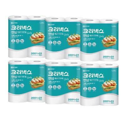 크리넥스 안심 클래식 키친타올 200매2롤 6개