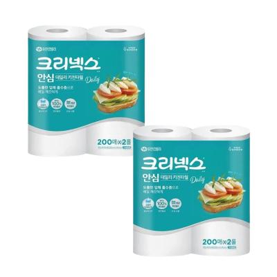 크리넥스 안심 클래식 키친타올 200매2롤 2개