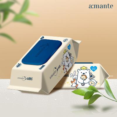 아망떼 물티슈 아띠 70평량 도톰한 신생아 유아 아기물티슈 엠보싱 캡형 70매 10팩