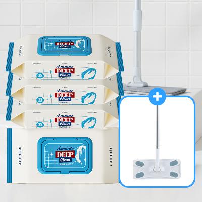 ★온누리특가★아망떼 딥클린 물걸레청소포 먼지 바닥 청소물티슈 대형 4팩 120매 + 밀대 사은품