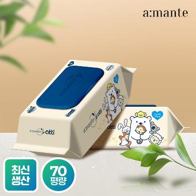 [아망떼] 아띠 두꺼운 프리미엄 70평량 고평량 물티슈 70매 10팩
