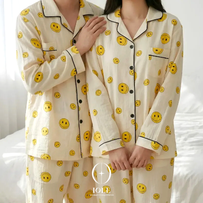 2026 굿나잇 스마일 커플잠옷 상하세트 구김없는 가벼운 지지미 파자마 루즈핏 홈웨어