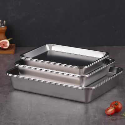 [키친플라워] 쿠킨 연마제없는 프리미엄 스텐 304 사각 밧드 트레이 세트 소 중 대 (밧드+랙+트레이구성)