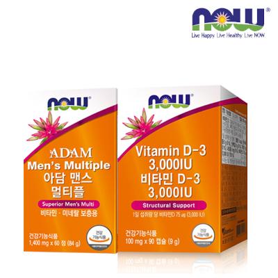 [나우푸드] 아담 맨스 멀티플 (60정/2개월분) + 비타민D3 3,000IU (90캡슐/3개월분)