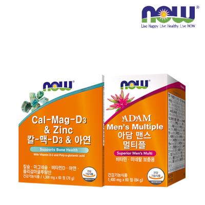 [나우푸드] 칼-맥-D3 & 아연 (60정/1개월분) + 아담 맨스 멀티플 (60정/2개월분)