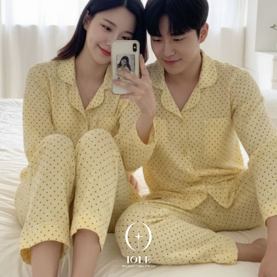 레몬도트 남여 커플잠옷 상하세트 구김없는 편한 파자마 루즈핏 홈웨어 허리조절 바지주머니