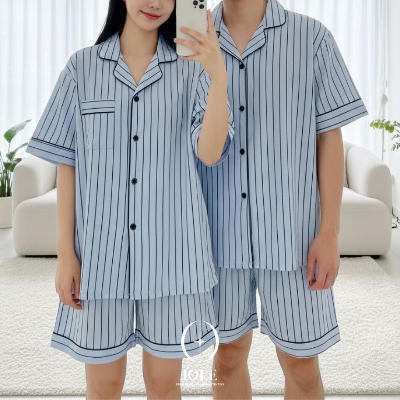 블루코지 스트라이프 커플잠옷 상하세트 반팔 반바지 여름 파자마 시원한 홈웨어 세트