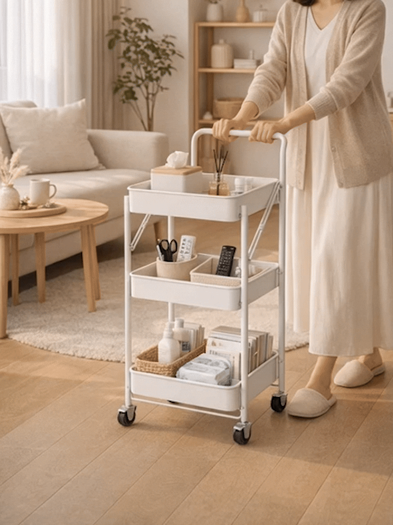 ★타임특가★ [NEW 런칭] 보프 3단 이동식 폴딩 프리미엄 컬러 수납장-6컬러