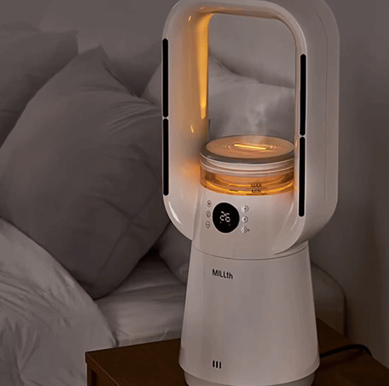 ★온누리 단독특가★ [MILLTH] BLDC 날개없는 4in1 에어콤보_화이트 (히터/가습기/선풍기/무드등 한번에!)