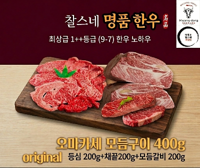 [가정의달 기획상품] (총1kg) 1++한우 실속구성400g+한우 등심200g +채끝 200g+ 모듬갈비(모듬구이)200g