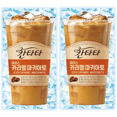 [롯데칠성] 칸타타 아이스 카라멜마끼아또 230ml 20팩 파우치커피 액상 커피 편의점