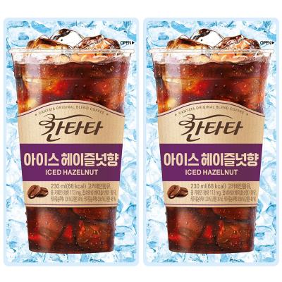 [롯데칠성] 칸타타 아이스 헤이즐넛향 230ml 20팩 파우치커피 액상 커피 편의점