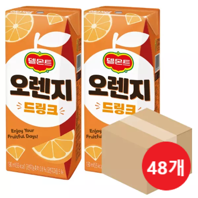 델몬트 오렌지 드링크 190ml 48팩 팩음료