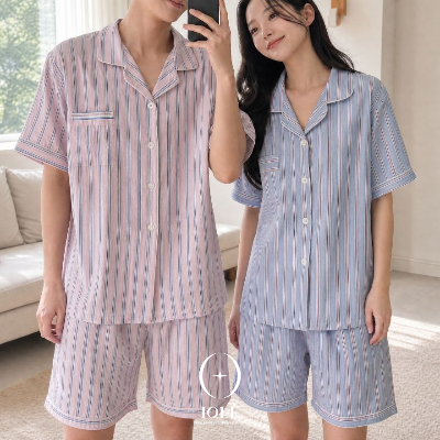[이올레] 브리즈 스트라이프 시어커서 여름 잠옷 파자마 세트