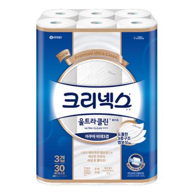 [크리넥스] 울트라클린 화이트 비데티슈 3겹 30m 30롤