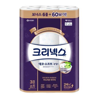 [크리넥스] 데코소프트 수딩플러스 3겹 25+2m 24+6롤