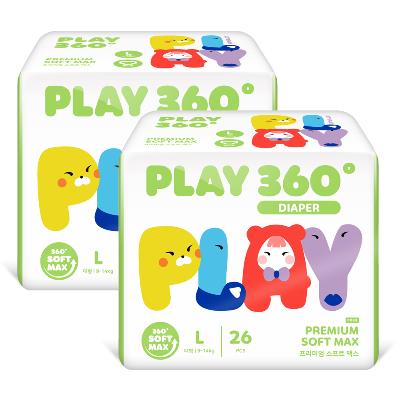 [한예지] 360도 프리미엄 소프트맥스 PLAY 팬티형 기저귀 대형(L) 26입 2팩