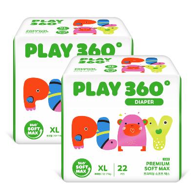 [한예지] 360도 프리미엄 소프트맥스 PLAY 팬티형 기저귀 특대형(XL) 22입 2팩