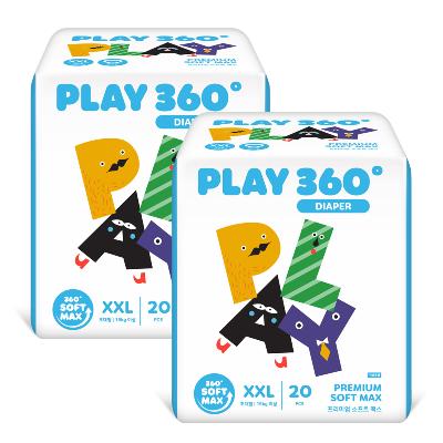 [한예지] 360도 프리미엄 소프트맥스 PLAY 팬티형 기저귀 초대형(XXL) 20입 2팩