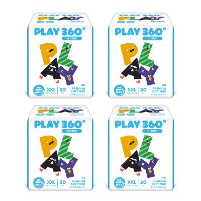 [한예지] 360도 프리미엄 소프트맥스 PLAY 팬티형 기저귀 초대형(XXL) 20입 4팩