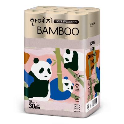[한예지] 팬더캐릭터 Bamboo 대나무펄프 3겹 화장지 30m 30롤 1팩