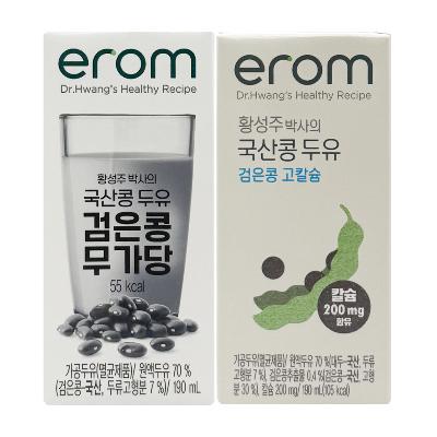 [이롬] 황성주 두유 190ml 국산 검은콩 무가당 16팩 + 검은콩 고칼슘 16팩 세트