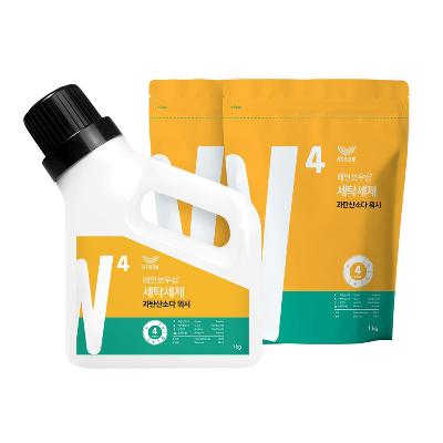 [레인보우샵] 세탁세제 과탄산소다 워시 1kg 리필 세트 (본품1kg x1 + 리필1kg x2)