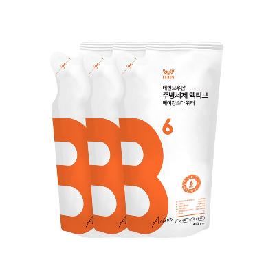 [레인보우샵] 주방세제 액티브 베이킹소다 워터 400ml 리필x3