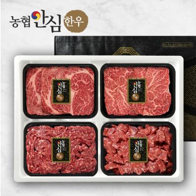 [바담] 농협안심한우 1등급 암소한우 1.2kg선물세트(등심300g+채끝300g+불고기300g+국거리300g)