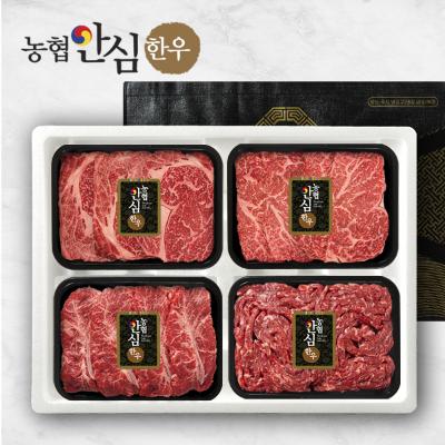 [바담] 농협안심한우 1등급 암소한우 1.2kg선물세트(등심400g+채끝400g+부채살400g+불고기400g)