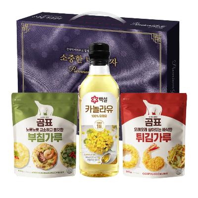 소중한 마음 미니 혼합 3P 곰표 (백설 카놀라유 500ml+곰표 부침가루+곰표 튀김가루)명절 선물세
