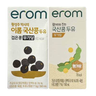 [이롬] 황성주 두유 190ml 국산 검은콩 무가당 16팩 + 국산콩 무가당 16팩 세트