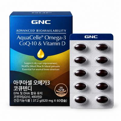 [GNC] 아쿠아셀 오메가3 코큐텐디 37.2g 620mg 60캡슐